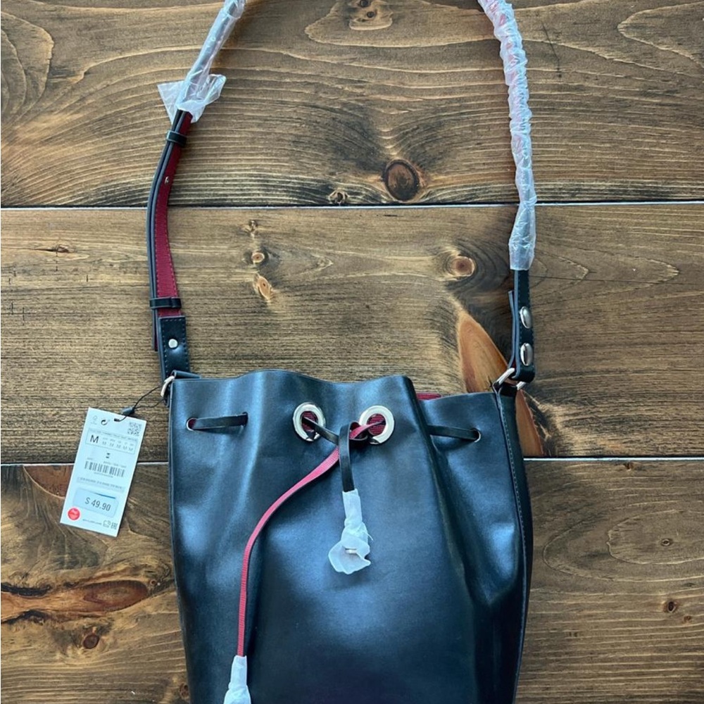 NWT Zara Faux Leather Bucket Bag